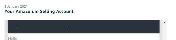 Amazon email confirming a seller account was reinstated (case 21), shared with the client's permission